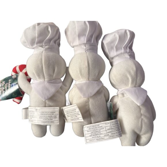 3 Vtg Pillsbury Doughboy Mini 6" Plush Stuffed Bean Bag Doll Toy Holiday - Picture 3 of 10
